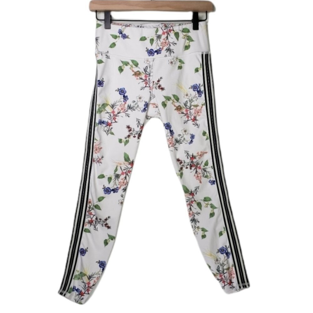 Athleta Contender Leggings White Floral Side Stripe XS Blossom